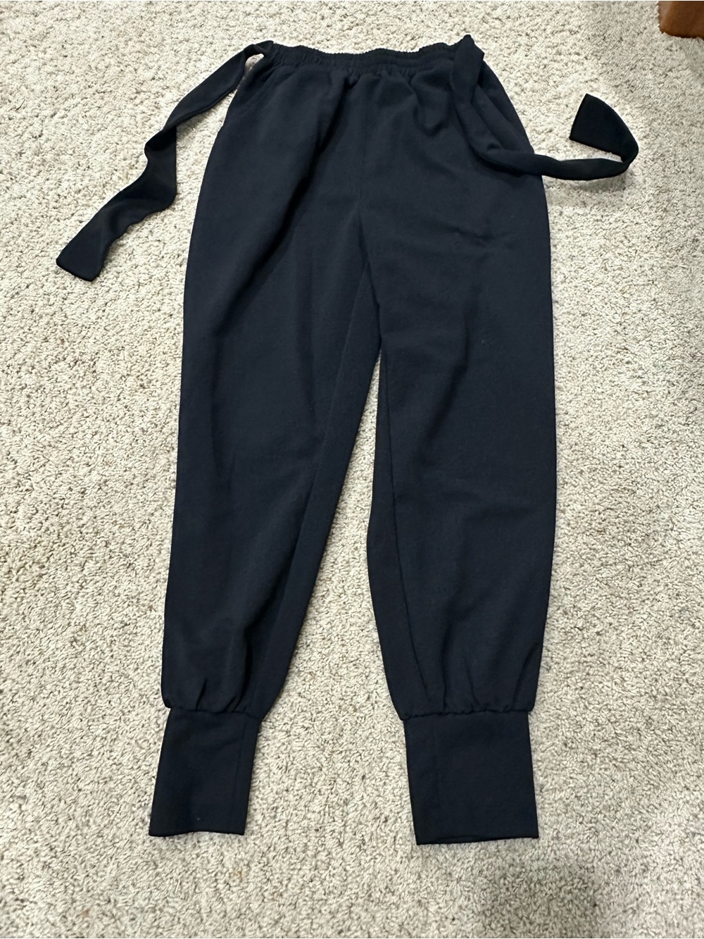 Grace Karin Black Tie Waist Jogger Pants Size Medium - Picture 1 of 5